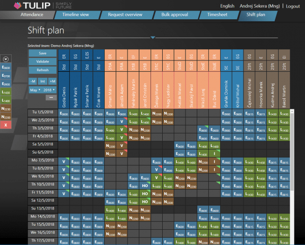time and attendance online tool - shift plan