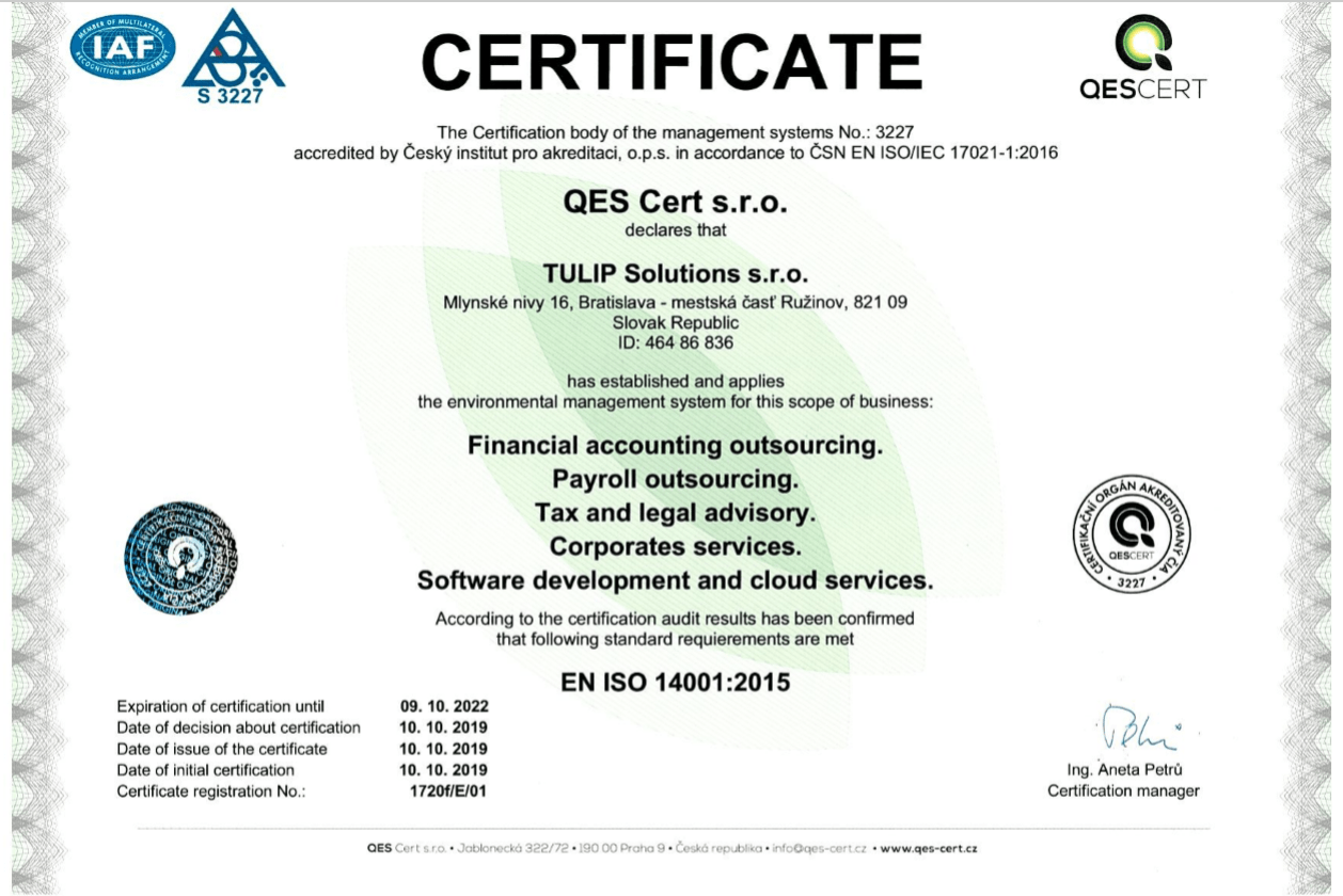 environmental management system ISO - TULIP Solutions