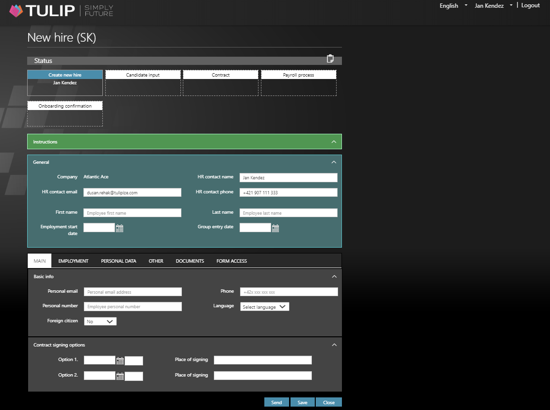 Onboarding online formular in TULIP